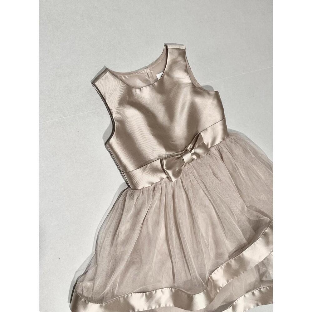Speechless Kids Girls Dress Midi Sleeveless Champagne Lined Bow Lining Size 6X - Picture 8 of 15